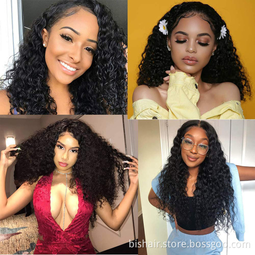 30-inch deep wave front wig wet curly wavy Brazilian 100% real human hair Full HD lace front wig water wave front mesh wig